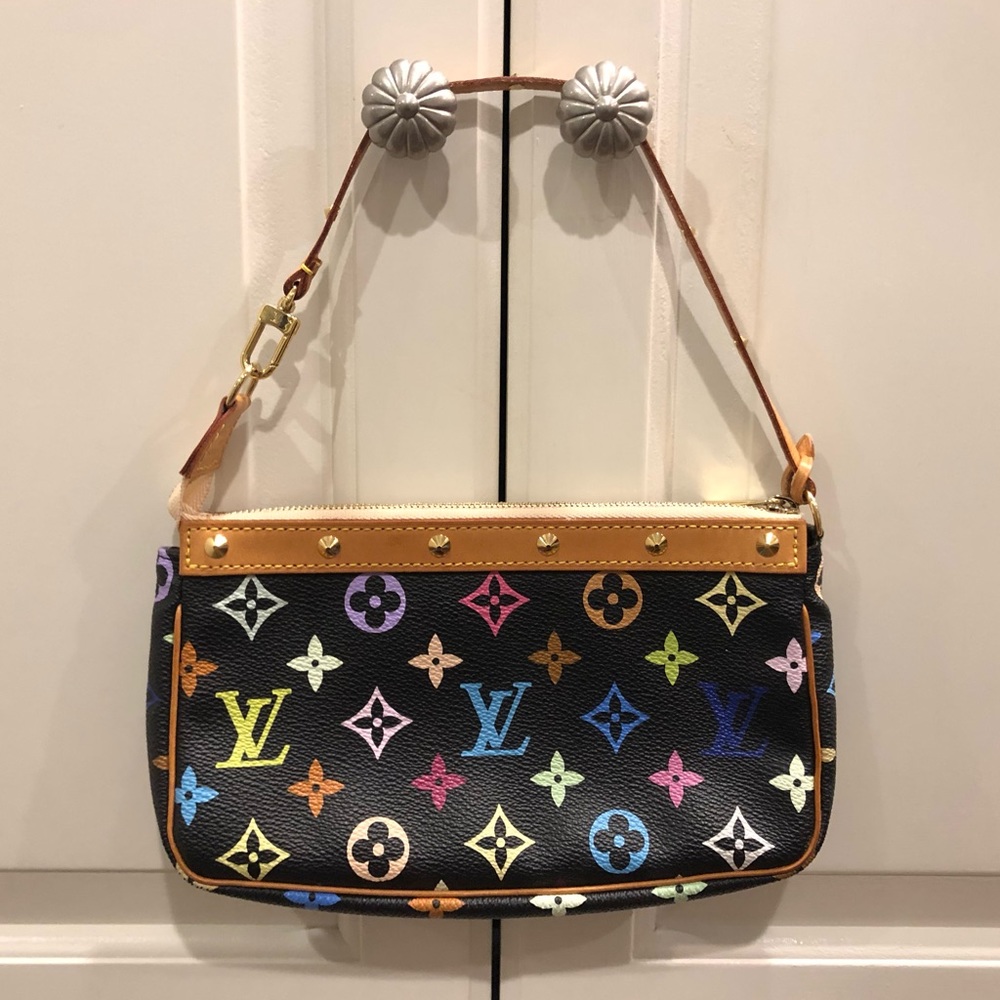 Authentic Louis Vuitton Black Multicolor Pouchette